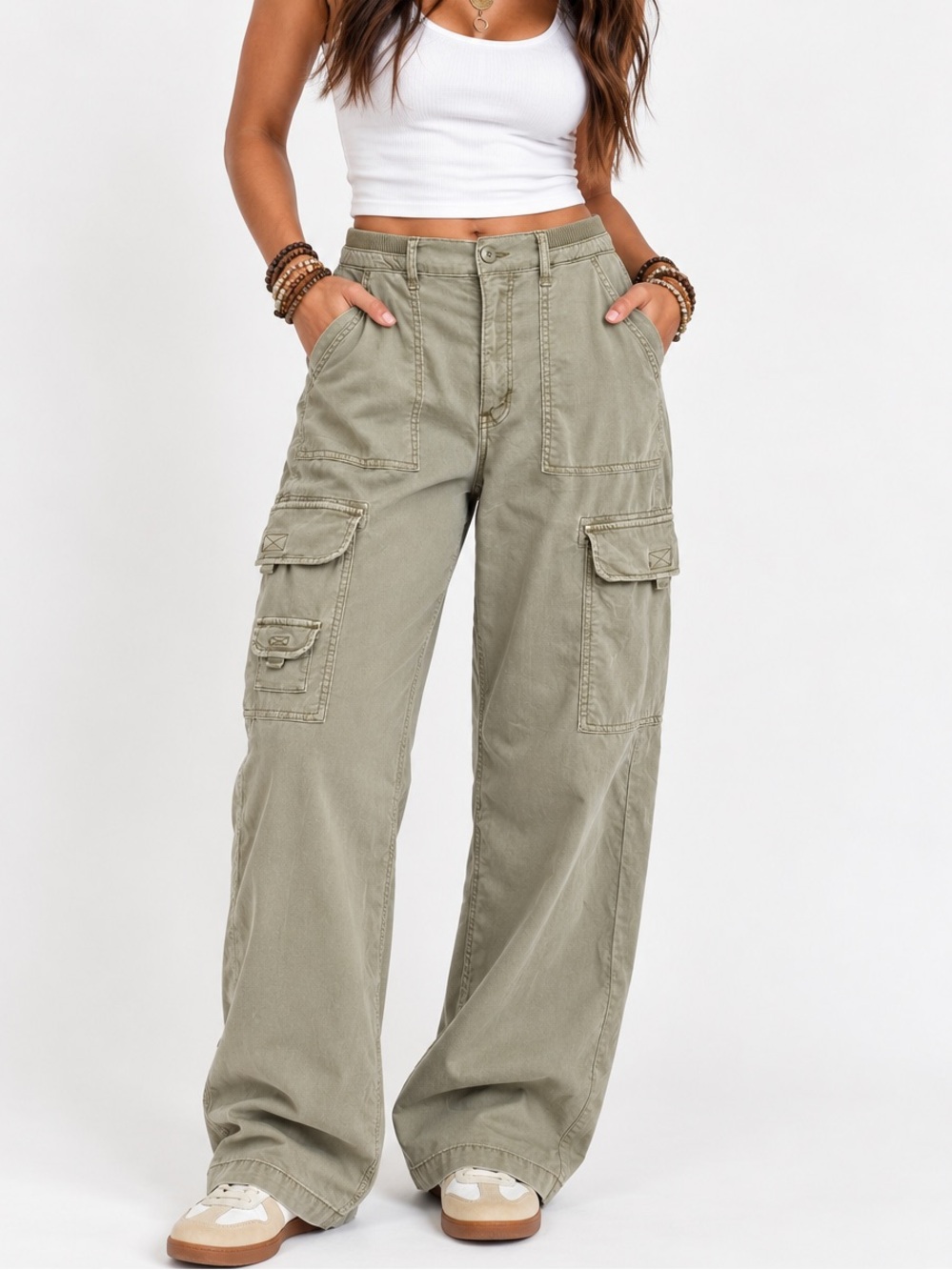 American Eagle Cargo Pants Size 8 Regular Khaki Utility